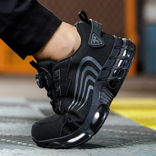 Dial-lock steel toe safety sneaker side view